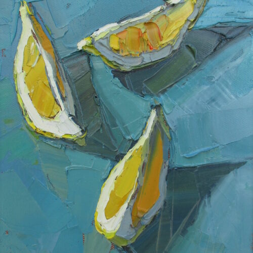 Sliced lemon. Oil on canvas. 30x35cm. Sold