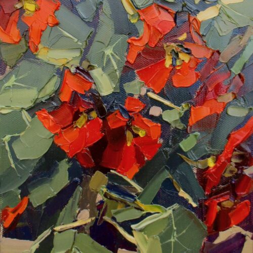 Nasturtiums study. Oil on canvas. 30x36cm. Sold