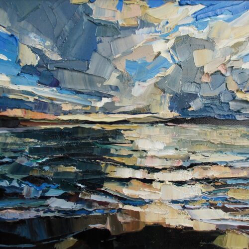 Big cloud morning, Portscatho. Oil on canvas. 41x35cm. Sold