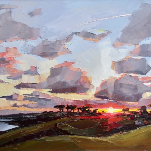 Winter sunset from Curgurrell. Oil on canvas. 103x73cm. Sold