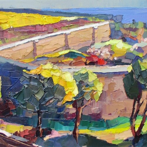 The walled garden, Curgurrell. Oil on canvas. 72x42cm.