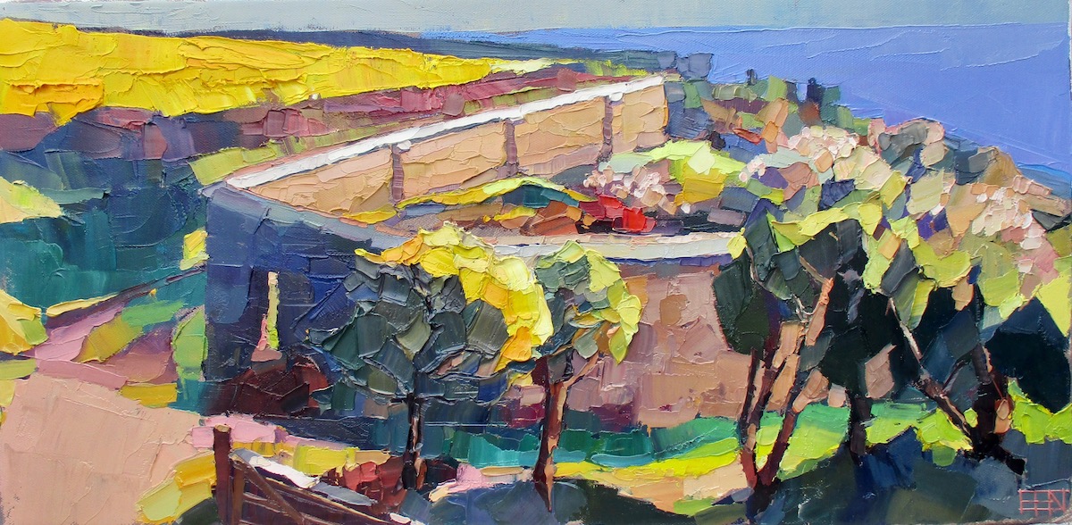 The walled garden, Curgurrell. Oil on canvas. 72x42cm.